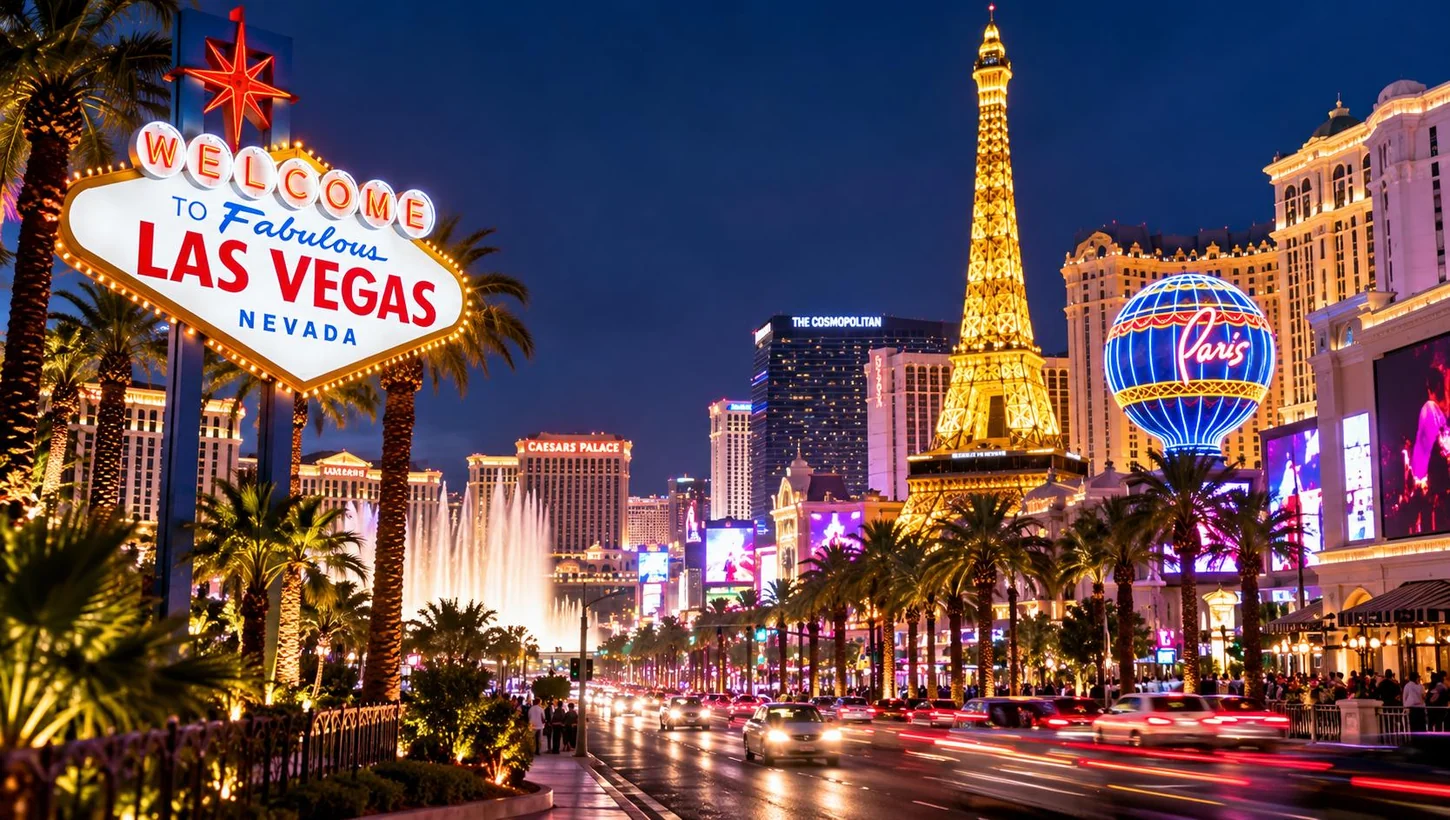 Welcome to Las Vegas sign and Las Vegas skyline